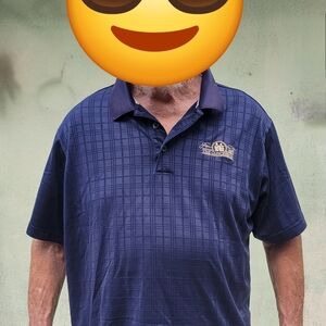 Adidas Navy Checkered Men's L Polo Golf Shirt The Concession Bradenton